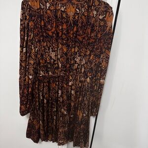 Ulla Johnson Brown and Black Long Sleeve Dress